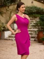 Sheath/Column Stretch Crepe Ruched V-neck Sleeveless Knee-Length Mother of the Bride Dresses