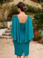 Sheath/Column Chiffon Ruched Bateau 3/4 Sleeves Knee-Length Mother of the Bride Dresses