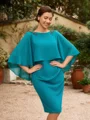 Sheath/Column Chiffon Ruched Bateau 3/4 Sleeves Knee-Length Mother of the Bride Dresses