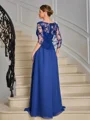 A-line Scoop Appliques Lace Floor-Length Chiffon Mother of the Bride Dress