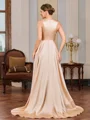 A-line Scoop Asymmetrical Silk Like Satin Mother of the Bride Dress