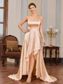 A-line Scoop Asymmetrical Silk Like Satin Mother of the Bride Dress