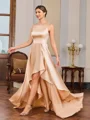 A-line Scoop Asymmetrical Silk Like Satin Mother of the Bride Dress