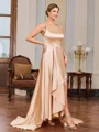 A-line Scoop Asymmetrical Silk Like Satin Mother of the Bride Dress