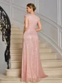 A-line V-neck Pleated Floor-Length Mother of the Bride Dress