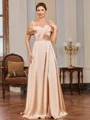 A-line Pleated Floor-Length Silk Like Satin Mother of the Bride Dress