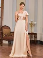 A-line Pleated Floor-Length Silk Like Satin Mother of the Bride Dress