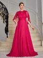 A-line Scoop Floor-Length 30D Chiffon Mother of the Bride Dress