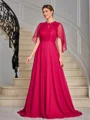 A-line Scoop Floor-Length 30D Chiffon Mother of the Bride Dress
