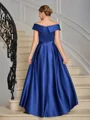 A-line Off-the-Shoulder Pleated Asymmetrical Satin Mother of the Bride Dress