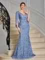 Sheath V-neck Appliques Lace Floor-Length Chiffon Mother of the Bride Dress