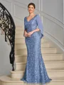 Sheath V-neck Appliques Lace Floor-Length Chiffon Mother of the Bride Dress