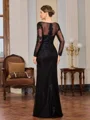 Sheath Scoop Long Sleeves Appliques Lace Floor-Length Tulle Mother of the Bride Dress