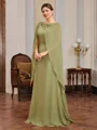 A-line Scoop Floor-Length Chiffon Mother of the Bride Dress