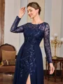 A-line Scoop Long Sleeves Appliques Lace Floor-Length Chiffon Mother of the Bride Dress