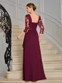 A-line V-neck 3/4 Sleeves Appliques Lace Floor-Length Chiffon Mother of the Bride Dress