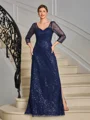 Sheath Sweetheart 3/4 Sleeves Floor-Length Mother of the Bride Dress