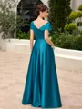 A-line Short Sleeves Floor-Length Charmeuse Mother of the Bride Dress