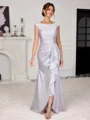 Sheath Scoop Ruffles Floor-Length Mother of the Bride Dress