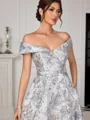 A-line Off-the-Shoulder Floor-Length Corset Mother of the Bride Dress