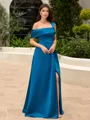 A-line Floor-Length Satin Corset Mother of the Bride Dress