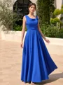 A-line Square Flower Floor-Length Stretch Crepe Mother of the Bride Dress