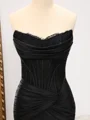 Sheath Straight Appliques Lace Sweep Train Corset Dress