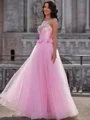 A-line Straight Rhinestone Floor-Length Tulle Corset Dress