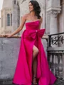 Sheath Straight Bow Floor-Length Taffeta Dress