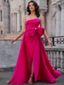 Sheath Straight Bow Floor-Length Taffeta Dress