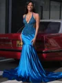 Mermaid Halter Beading Court Train Dress