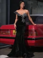 Sheath Sweetheart Beading Sweep Train Velvet Dress