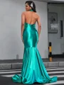 Mermaid Halter Appliques Lace Floor-Length Jersey Dress