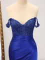 Sheath Straps Appliques Lace Sweep Train Silk Like Satin Corset Dress