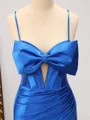 Sheath Spaghetti Straps Bow Sweep Train Corset Dress