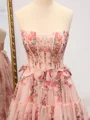 A-line Straight Bow Sweep Train Corset Dress
