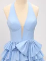 A-line Halter Bow Sweep Train Corset Dress