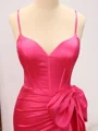 Sheath V-neck Bow Court Train Silk Like Satin Corset Dress