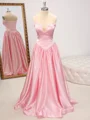 A-line Sweetheart Beading Floor-Length Silk Like Satin Dress