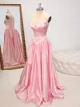 A-line Sweetheart Beading Floor-Length Silk Like Satin Dress