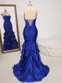 Sheath Spaghetti Straps Cascading Ruffles Floor-Length Corset Dress