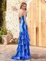 Sheath Sweetheart Cascading Ruffles Sweep Train Corset Dress