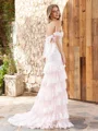 Sheath Off-the-Shoulder Appliques Lace Sweep Train Tulle Corset Dress