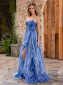 A-line Straight Cascading Ruffles Floor-Length Corset Dress
