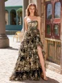 A-line Straight Appliques Lace Sweep Train Tulle Dress