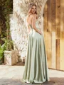 A-line Sweetheart Pleated Floor-Length Silk Like Satin Corset Dress