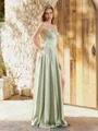 A-line Sweetheart Pleated Floor-Length Silk Like Satin Corset Dress