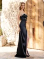 Sheath Sweetheart Bow Sweep Train Silk Like Satin Dress