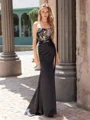 Sheath Straight Appliques Lace Sweep Train Silk Like Satin Dress