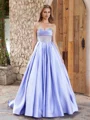 Ball-Gown Sweetheart Rhinestone Sweep Train Satin Corset Dress